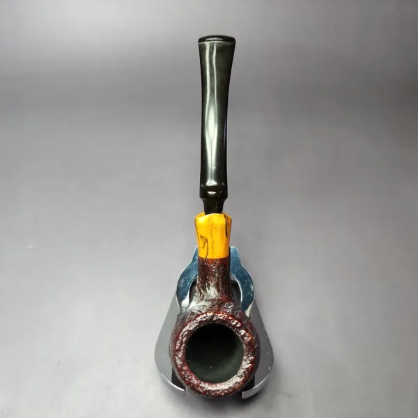 Hilson Unicorn Sandblasted Egg w/ Acrylic Estate Briar Pipe, Dutch Estates - Image 9