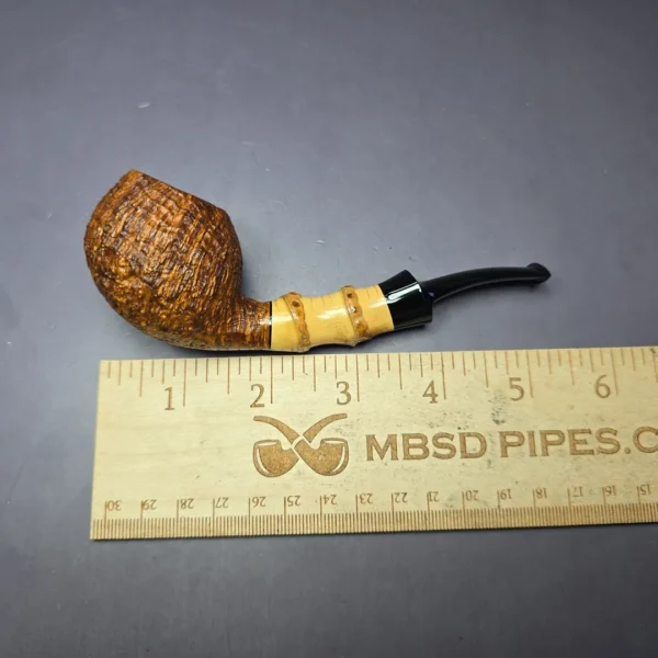 Chris Asteriou Contast Sandblasted Apple w/ Bamboo Estate Briar Pipe, Unsmoked - Image 9
