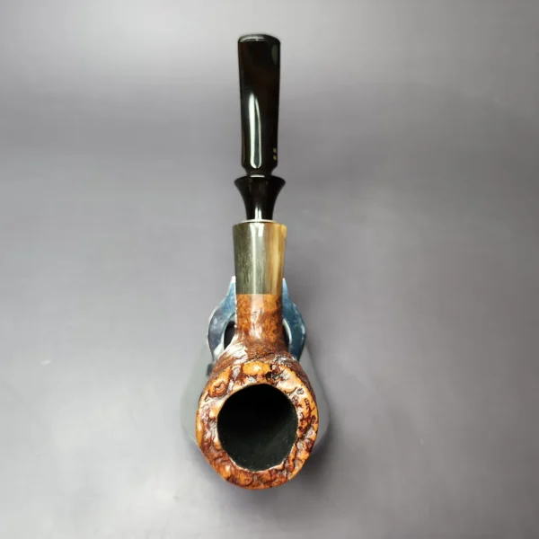 Savinelli Nonpareil Sandblasted Billiard w/ Horn Estate Briar Pipe, Italian Estates - Image 9