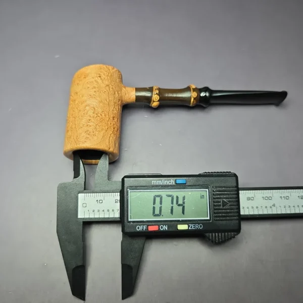 J Mouton Natural Sandblast Poker w/ Black Bamboo Handmade Briar Pipe, New - Image 10