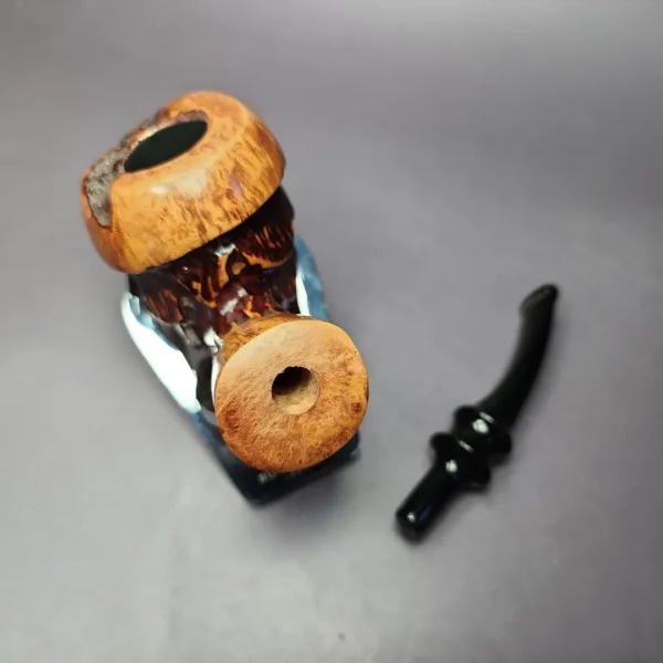 Nording Spruce Partially Rusticated Freehand Estate Briar Pipe, Unsmoked - Image 11
