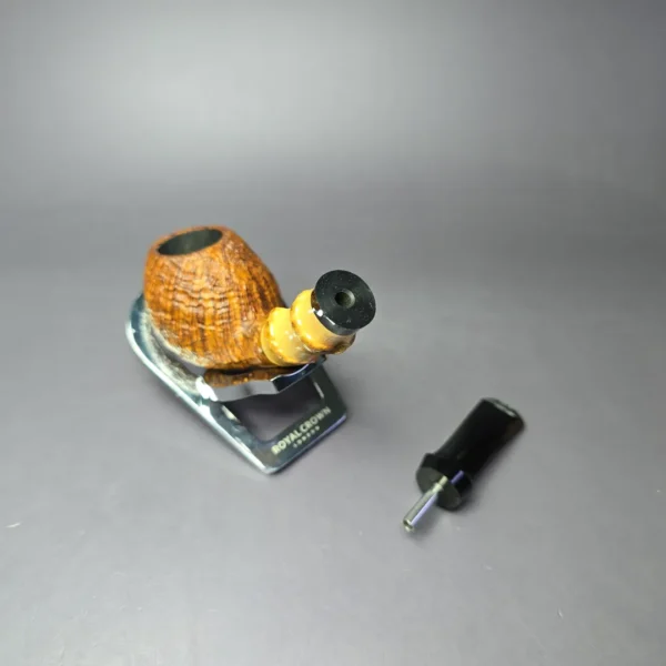 Chris Asteriou Contast Sandblasted Apple w/ Bamboo Estate Briar Pipe, Unsmoked - Image 11