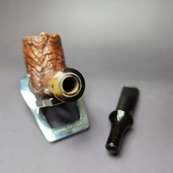 Savinelli Nonpareil Sandblasted Billiard w/ Horn Estate Briar Pipe, Italian Estates - Image 12