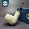 MBSD Meerschaum Silver Floral Reverse Calabash Brandy Block Meerschaum Pipe, New