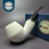 MBSD Meerschaum Silver Part Rusticated Rhodesian Block Meerschaum Pipe, New