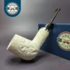 MBSD Meerschaum Deluxe Silver Floral Reverse Calabash Brandy Block Meerschaum Pipe, New