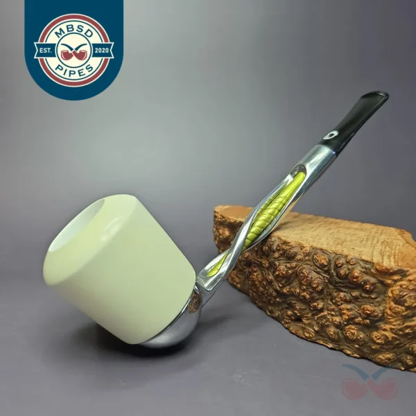 Falcon Shillelagh Green w/ Smooth MBSD Meerschaum Bowl Pipe, New