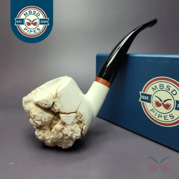 MBSD Meerschaum Deluxe Natural Freehand Block Meerschaum Pipe, Briar-Mortise