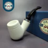 MBSD Meerschaum Silver Smooth Bent Brandy Block Meerschaum Pipe, New