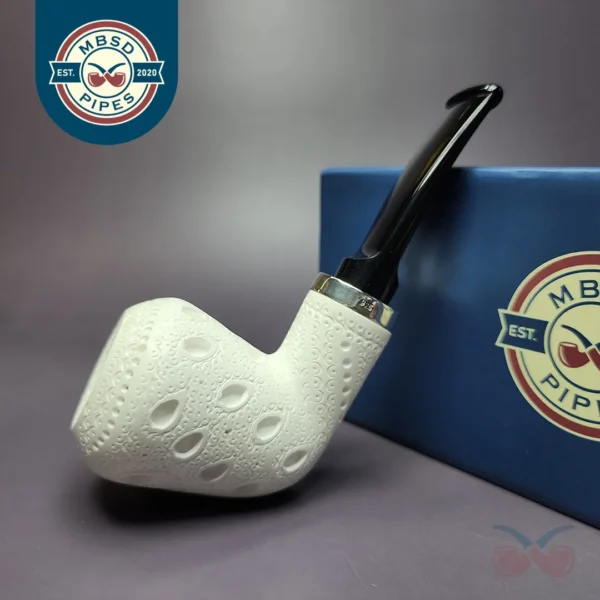 MBSD Meerschaum Silver Lattice Stack Dublin Block Meerschaum Pipe, New