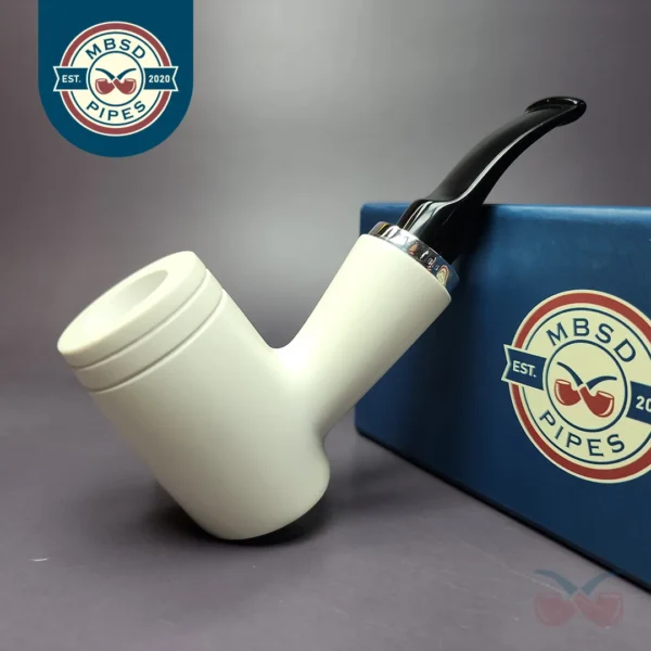 MBSD Meerschaum Silver Reverse Calabash Poker Block Meerschaum Pipe, New