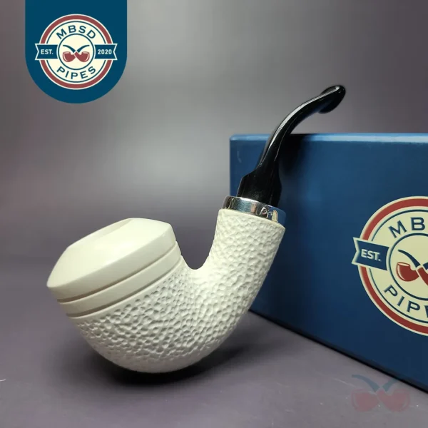 MBSD Meerschaum Silver Reverse Calabash Rhodesian Block Meerschaum Pipe, New