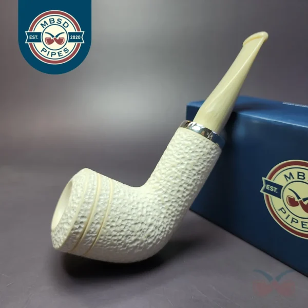 MBSD Meerschaum Silver Reverse Calabash Rhodesian Block Meerschaum Pipe, New