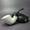 MBSD Meerschaum Silver Smooth Stubby Dublin Block Meerschaum Pipe, New - Image 2