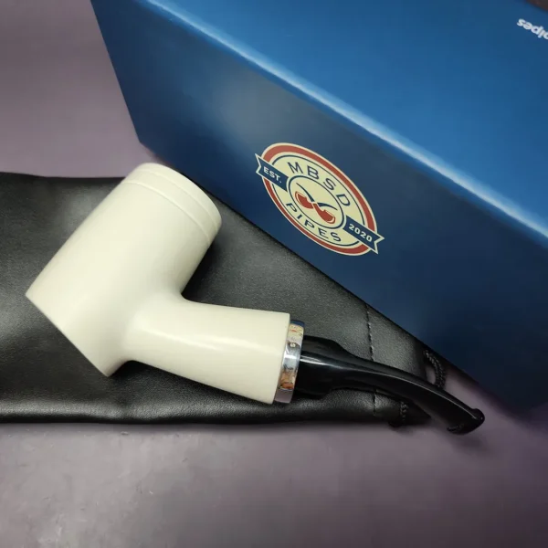 MBSD Meerschaum Silver Reverse Calabash Poker Block Meerschaum Pipe, New - Image 2
