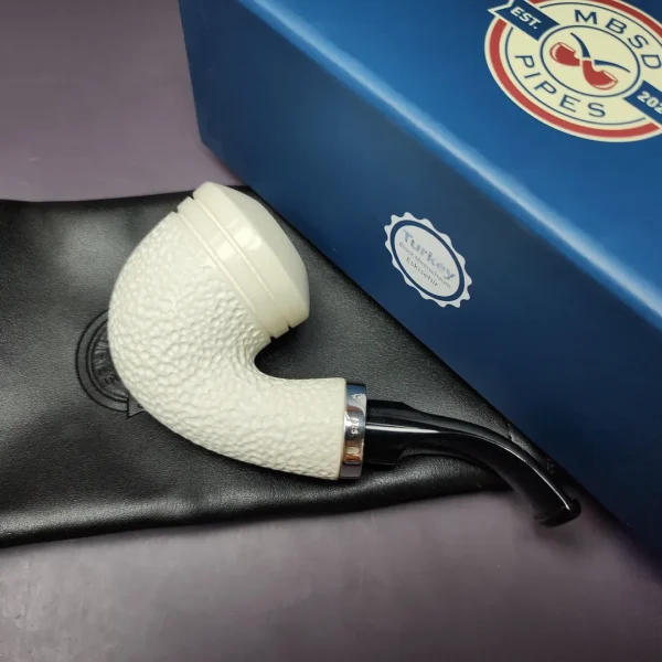 MBSD Meerschaum Silver Reverse Calabash Rhodesian Block Meerschaum Pipe, New - Image 2