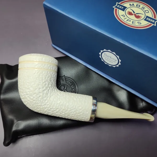 MBSD Meerschaum Silver Reverse Calabash Rhodesian Block Meerschaum Pipe, New - Image 2