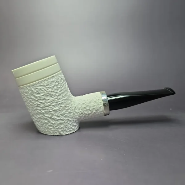 MBSD Meerschaum Silver Rustic Reverse Calabash Poker Block Meerschaum Pipe, New - Image 2