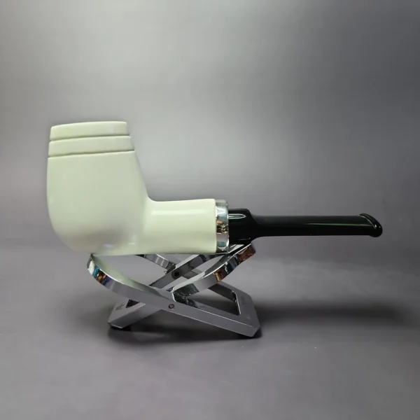 MBSD Meerschaum Silver Smooth Rev Calabash Brandy Block Meerschaum Pipe, New - Image 2