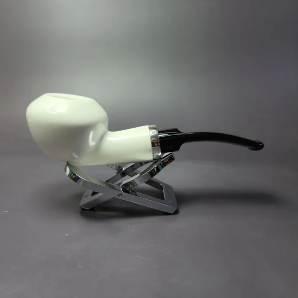 MBSD Meerschaum Silver Smooth Reverse Calabash Rhodesian Meerschaum Pipe, New - Image 2