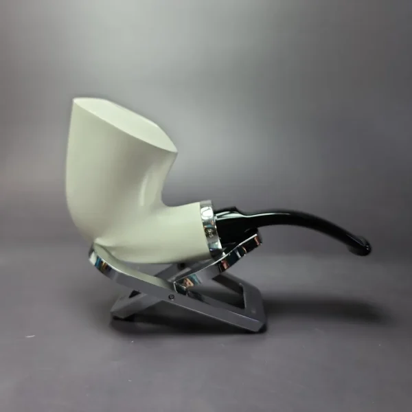 MBSD Meerschaum Silver Smooth Stubby Dublin Block Meerschaum Pipe, New - Image 3