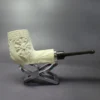 MBSD Meerschaum Deluxe Silver Floral Reverse Calabash Brandy Block Meerschaum Pipe, New - Image 3