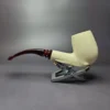 Smooth Block Meerschaum Bent Billiard Estate Pipe, Unsmoked - Image 3