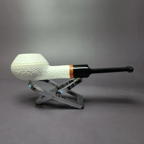 MBSD Meerschaum Deluxe Rustic Squat Rhodesian Block Meerschaum Pipe, Briar-Mortise, New - Image 3