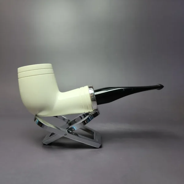 MBSD Meerschaum Silver Reverse Calabash Billiard Block Meerschaum Pipe, New - Image 3