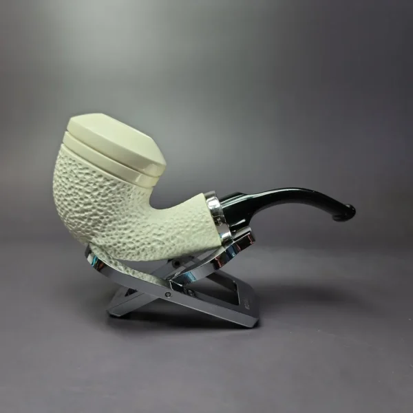 MBSD Meerschaum Silver Reverse Calabash Rhodesian Block Meerschaum Pipe, New - Image 3