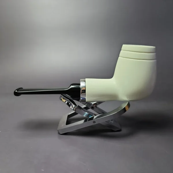 MBSD Meerschaum Silver Smooth Rev Calabash Brandy Block Meerschaum Pipe, New - Image 3
