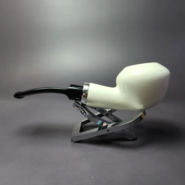 MBSD Meerschaum Silver Smooth Reverse Calabash Rhodesian Meerschaum Pipe, New - Image 3