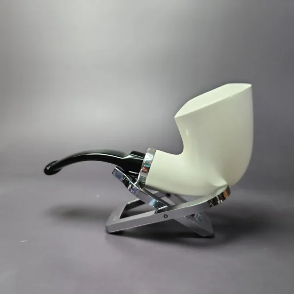 MBSD Meerschaum Silver Smooth Stubby Dublin Block Meerschaum Pipe, New - Image 4