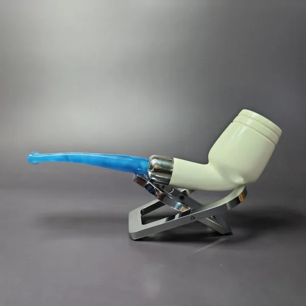 MBSD Meerschaum Silver Smooth Cutty w/ Case Block Meerschaum Pipe, New - Image 4