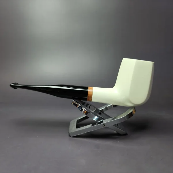 MBSD Meerschaum Deluxe Smooth Panel Block Meerschaum Pipe, Briar-Mortise - Image 4