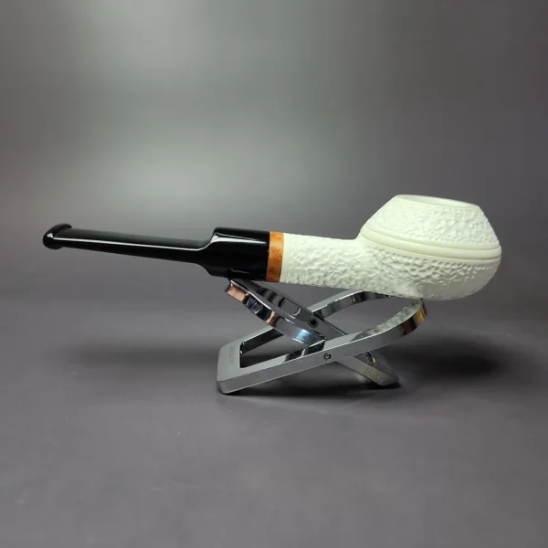 MBSD Meerschaum Deluxe Rustic Squat Rhodesian Block Meerschaum Pipe, Briar-Mortise, New - Image 4