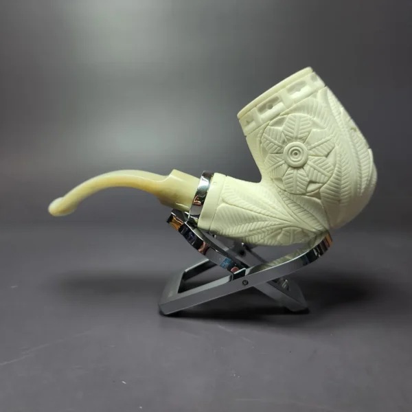MBSD Meerschaum Silver Reverse Calabash Floral Brandy Block Meerschaum Pipe, New - Image 5