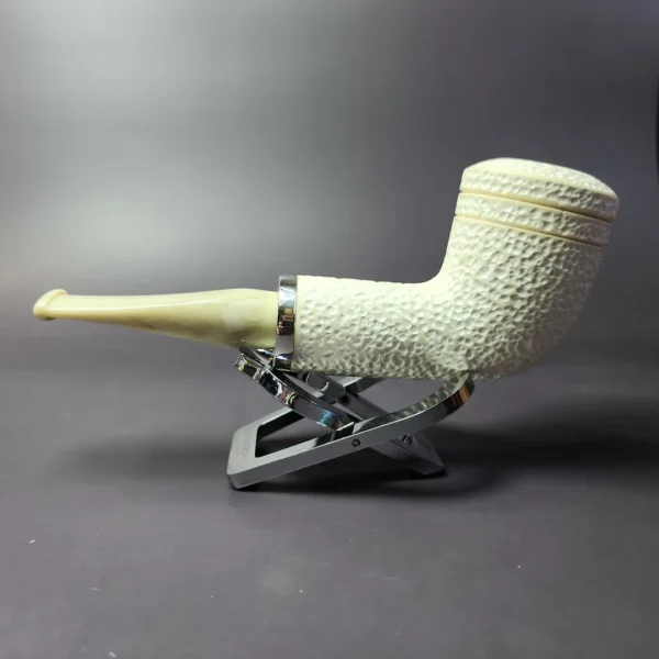 MBSD Meerschaum Silver Reverse Calabash Rhodesian Block Meerschaum Pipe, New - Image 4