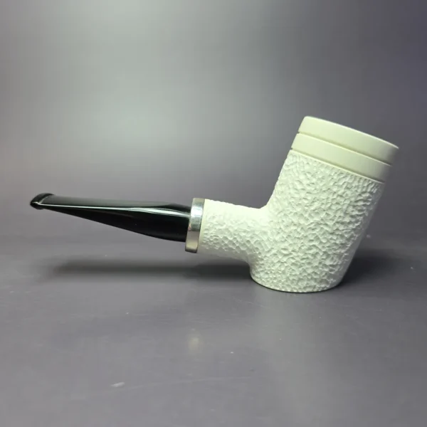 MBSD Meerschaum Silver Rustic Reverse Calabash Poker Block Meerschaum Pipe, New - Image 4