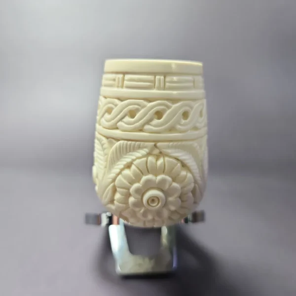 MBSD Meerschaum Silver Floral Reverse Calabash Brandy Block Meerschaum Pipe, New - Image 5