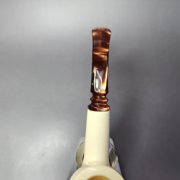 Smooth Block Meerschaum Bent Billiard Estate Pipe, Unsmoked - Image 6