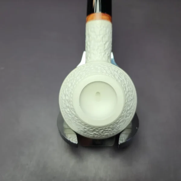 MBSD Meerschaum Deluxe Rustic Squat Rhodesian Block Meerschaum Pipe, Briar-Mortise, New - Image 6