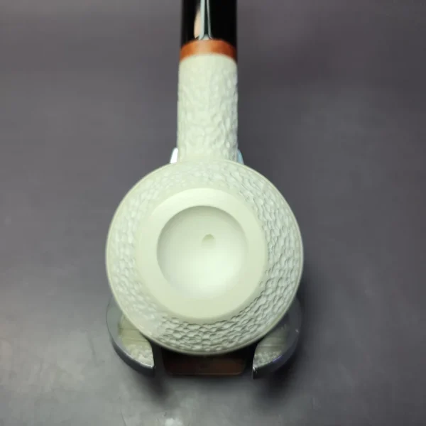 MBSD Meerschaum Deluxe Rustic Squat Rhodesian Block Meerschaum Pipe, Briar-Mortise - Image 6