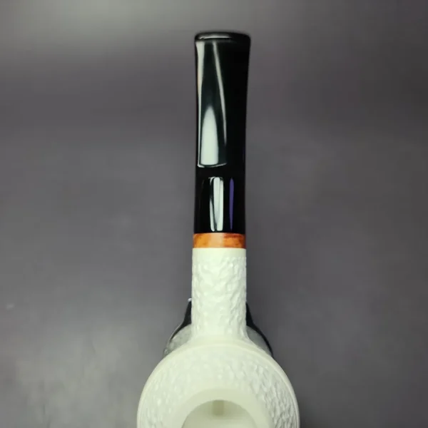 MBSD Meerschaum Deluxe Rustic Squat Rhodesian Block Meerschaum Pipe, Briar-Mortise, New - Image 7