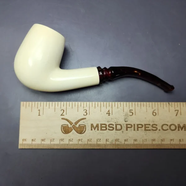 Smooth Block Meerschaum Bent Billiard Estate Pipe, Unsmoked - Image 8