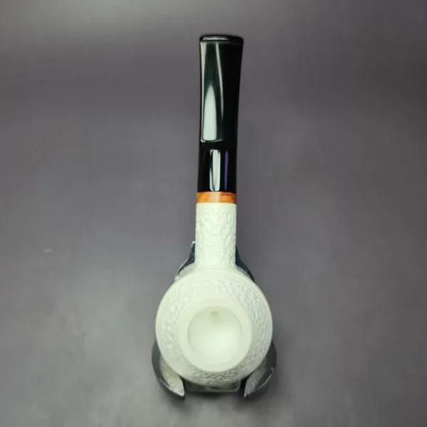MBSD Meerschaum Deluxe Rustic Squat Rhodesian Block Meerschaum Pipe, Briar-Mortise, New - Image 8