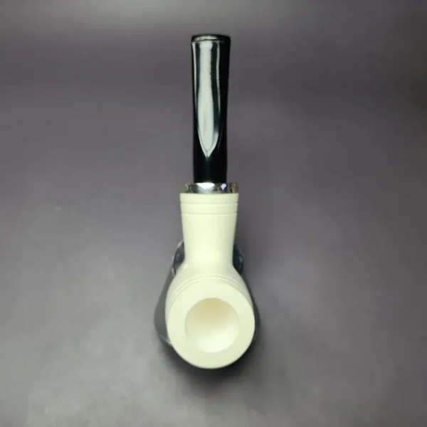 MBSD Meerschaum Silver Reverse Calabash Billiard Block Meerschaum Pipe, New - Image 8