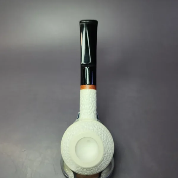 MBSD Meerschaum Deluxe Rustic Squat Rhodesian Block Meerschaum Pipe, Briar-Mortise - Image 8