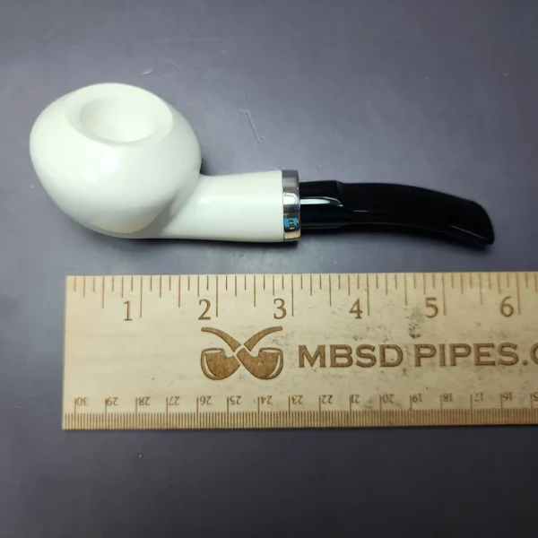 MBSD Meerschaum Silver Smooth Reverse Calabash Rhodesian Meerschaum Pipe, New - Image 8