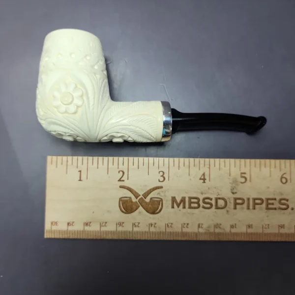 MBSD Meerschaum Silver Floral Reverse Calabash Brandy Block Meerschaum Pipe, New - Image 9